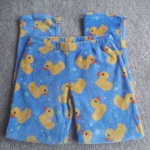 Blue And Yellow Rubber Duck Print Plush Pajamas